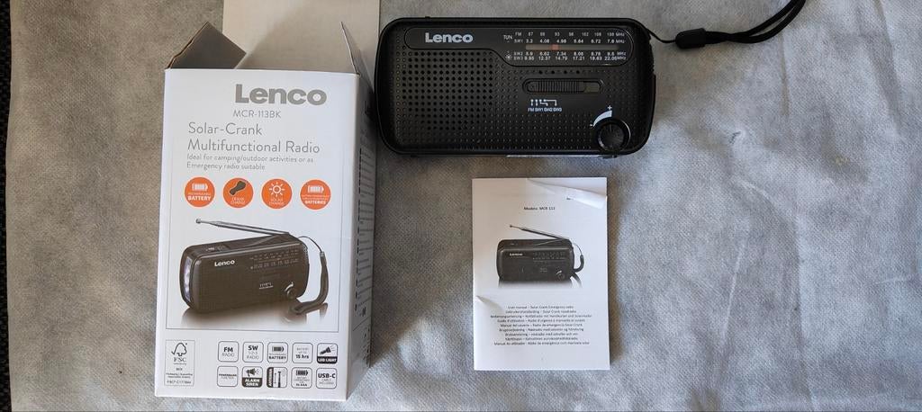 Lenco Solar-Crank Multifunctional Radio MCR-113BK, Ophalen of Verzenden
