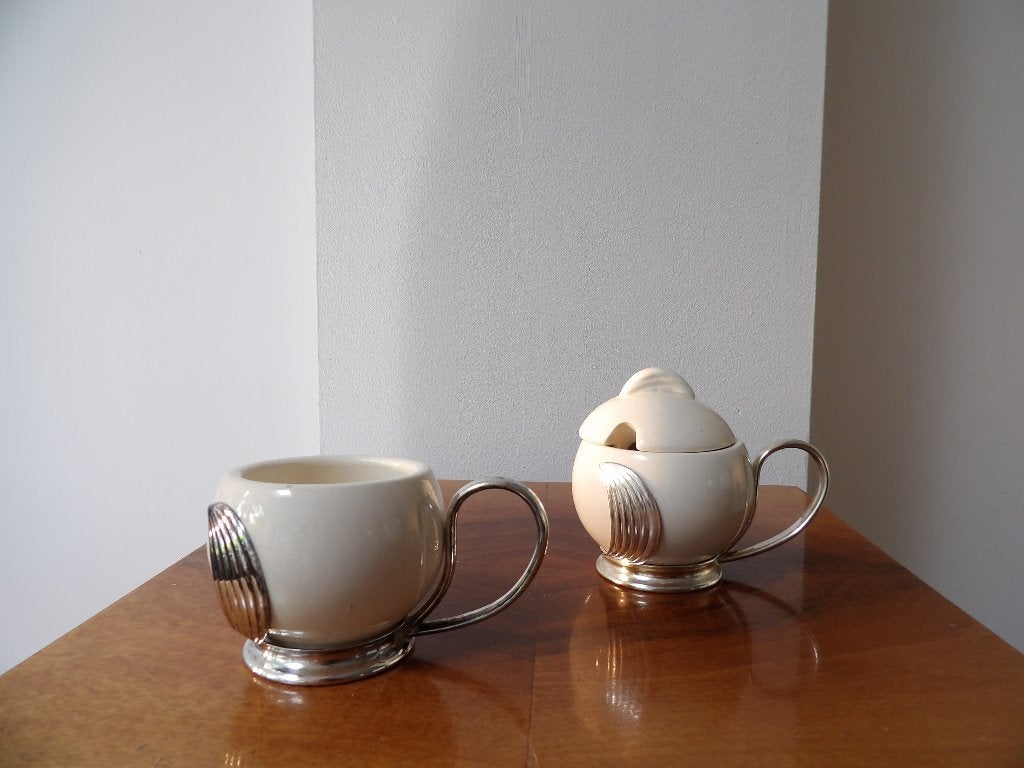 Art Deco Tafelset WMF Wachtersbach mosterd/zout, Antiek en Kunst, Ophalen of Verzenden