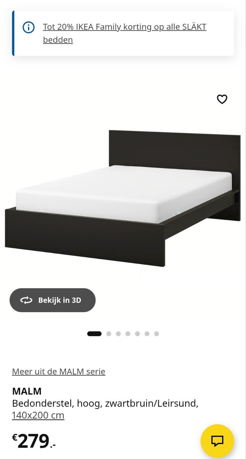 Ikea Malm bed 140x200 zwart/bruin excl matras, Ophalen, Zwart, Tweepersoons, 140 cm