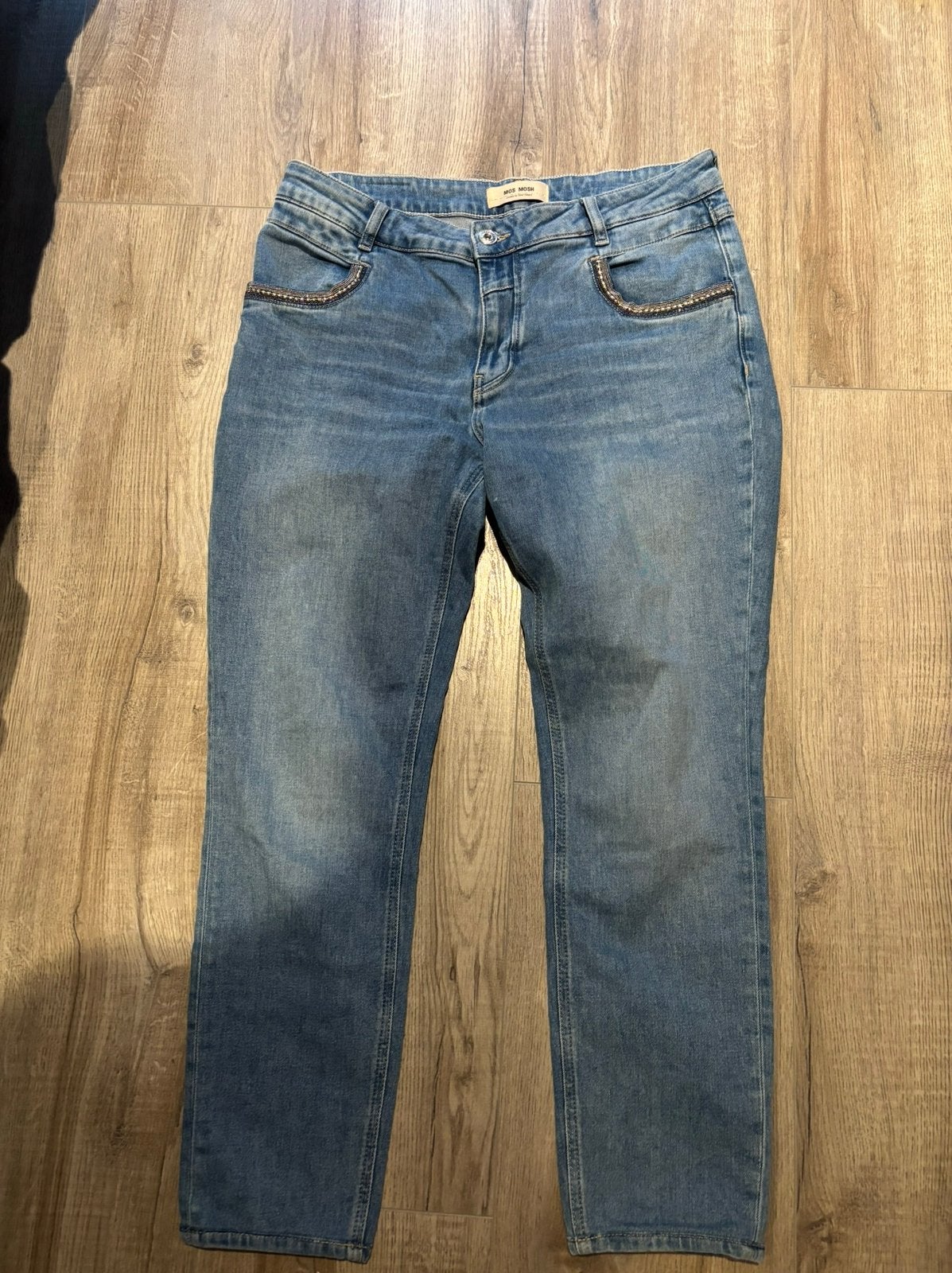 Mos mosh broek maat 32, Verzenden, Zo goed als nieuw, Blauw, W30 - W32 (confectie 38/40)