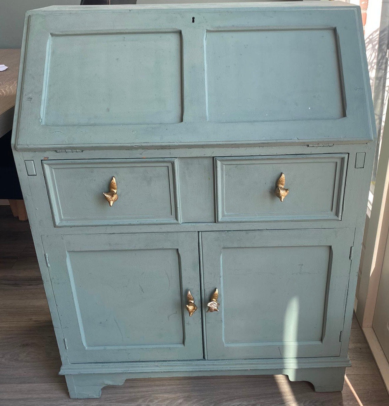 Vintage secretaire met vosjes handgrepen, Ophalen of Verzenden, Gebruikt
