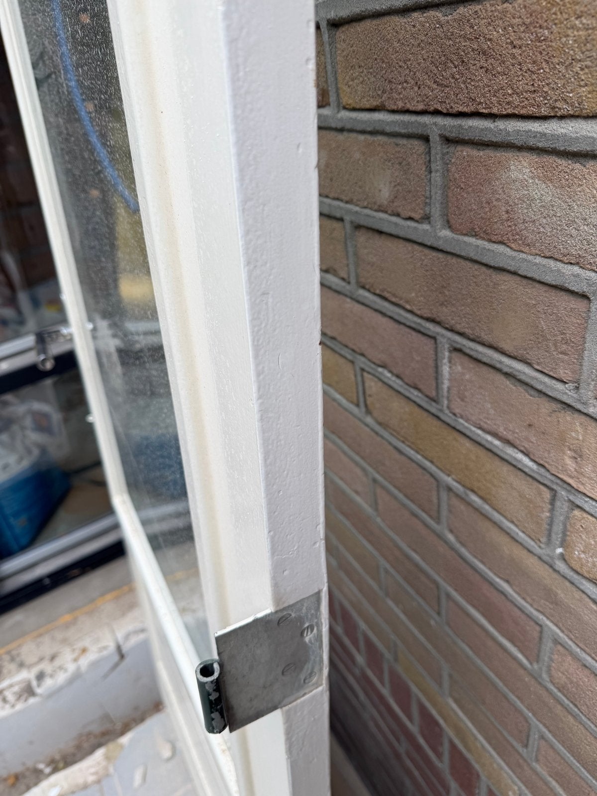 Witte buitendeur met glas en paneel, Ophalen, Gebruikt, 80 tot 100 cm, Buitendeur