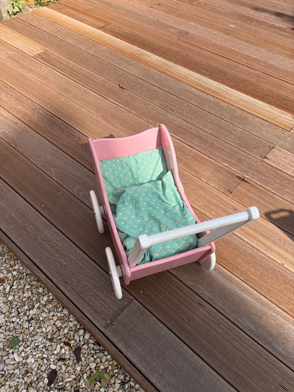 Roze houten poppenwagen met dekentje, Ophalen, Gebruikt, Overige typen