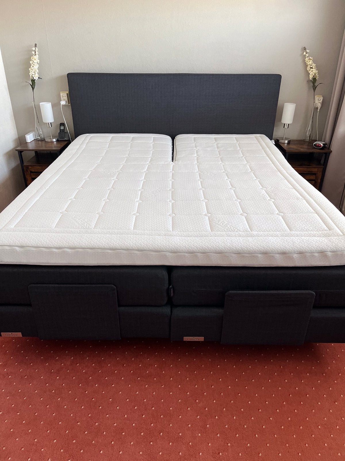 Zgan HR gel splittopper en matrassen + molton, Ophalen, 210 cm, Tweepersoons, Zo goed als nieuw
