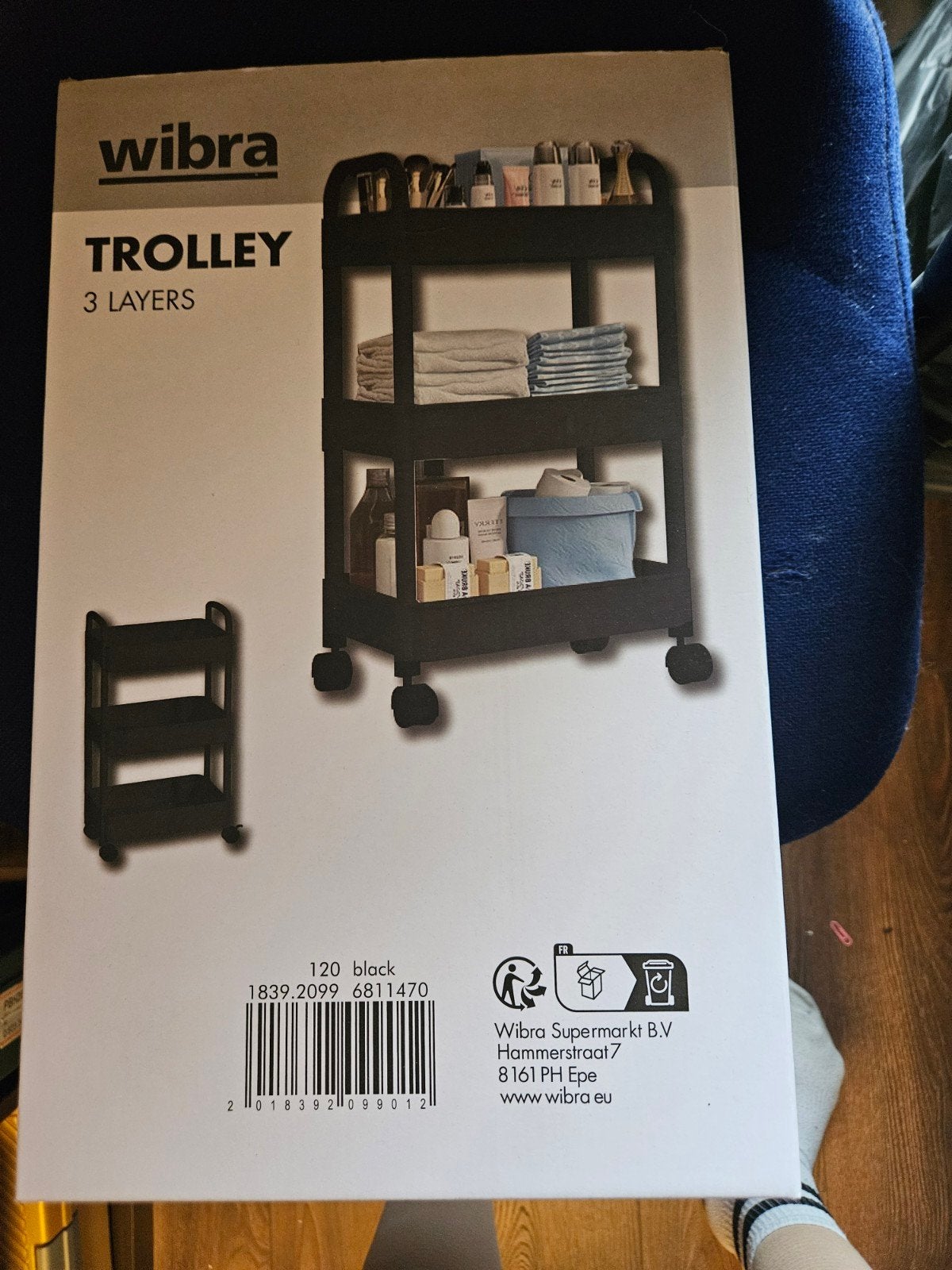 Wibra Trolley 3 Lagen - Zwart Opbergrek op Wieltjes, Ophalen of Verzenden, Nieuw