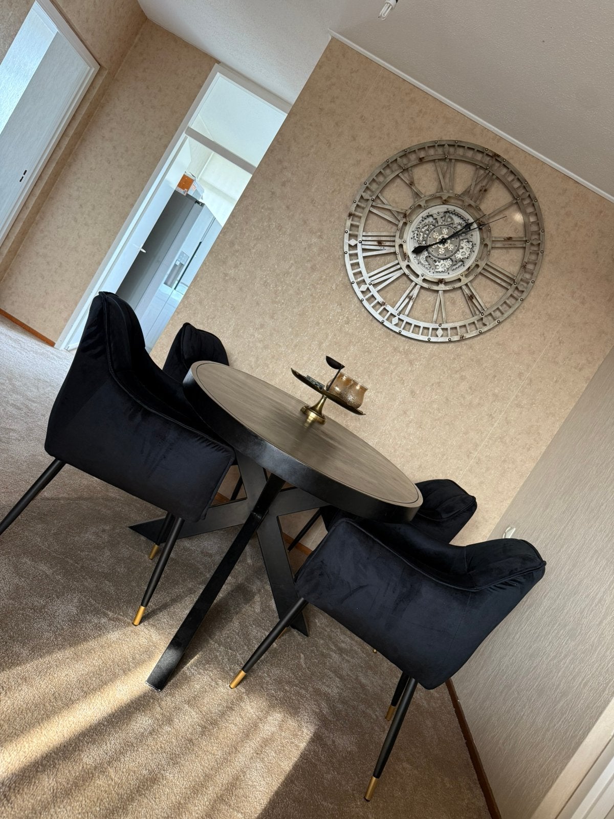 4 x stoel velvet als nieuw 3 maand oud, Ophalen, 75 m² of meer, Zwart, Overige typen