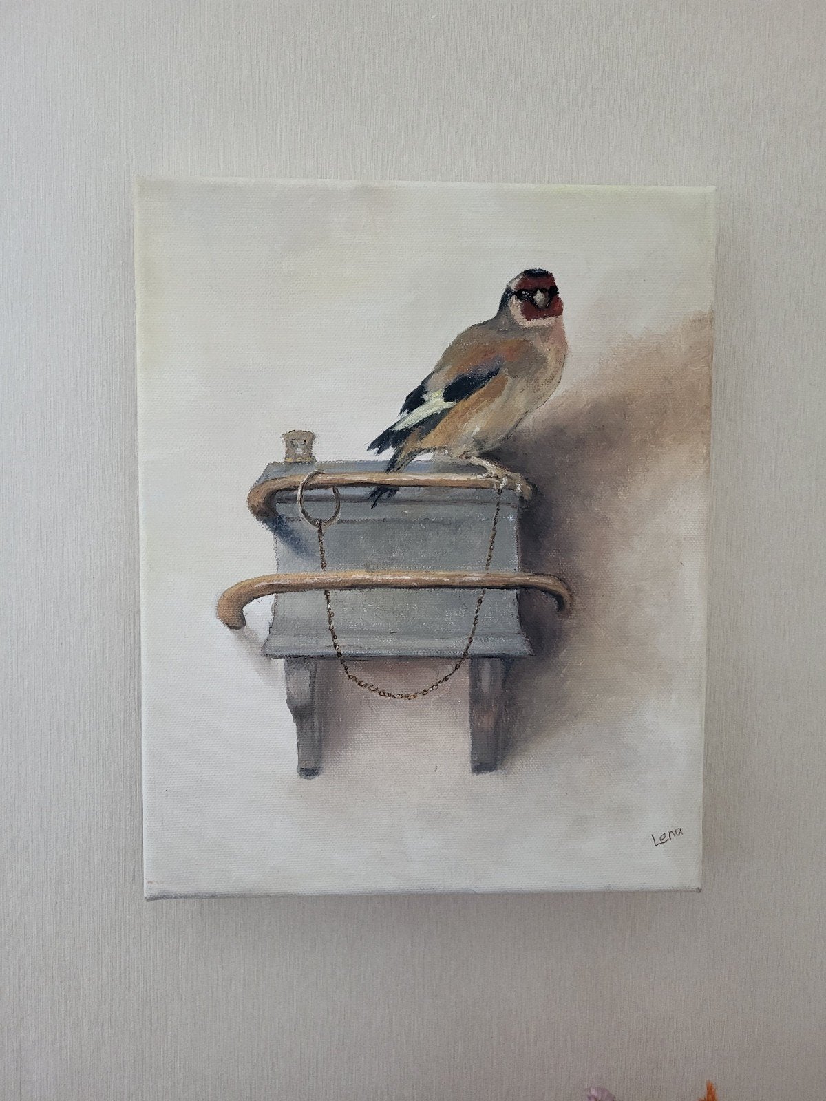 Schilderij ' het Puttertje ', Minder dan 50 cm, Oorspronkelijke maker, Nieuw, Ophalen of Verzenden