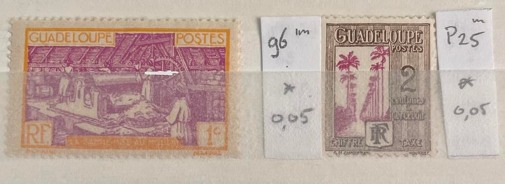 2 postzegels Guadeloupe, Ophalen of Verzenden, Midden-Amerika