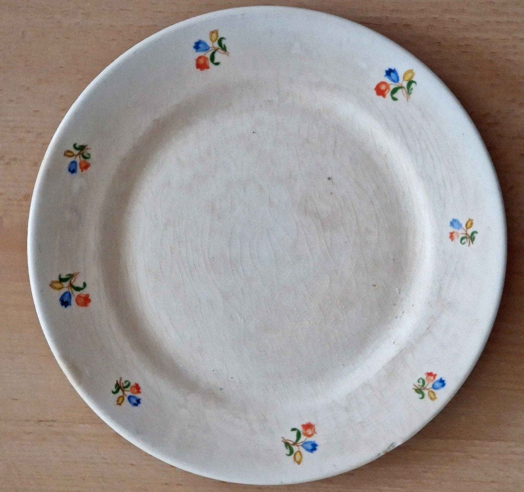Vintage kinderbordje, ca 20 cm doorsnede, zeker 80 jr oud, Ophalen of Verzenden