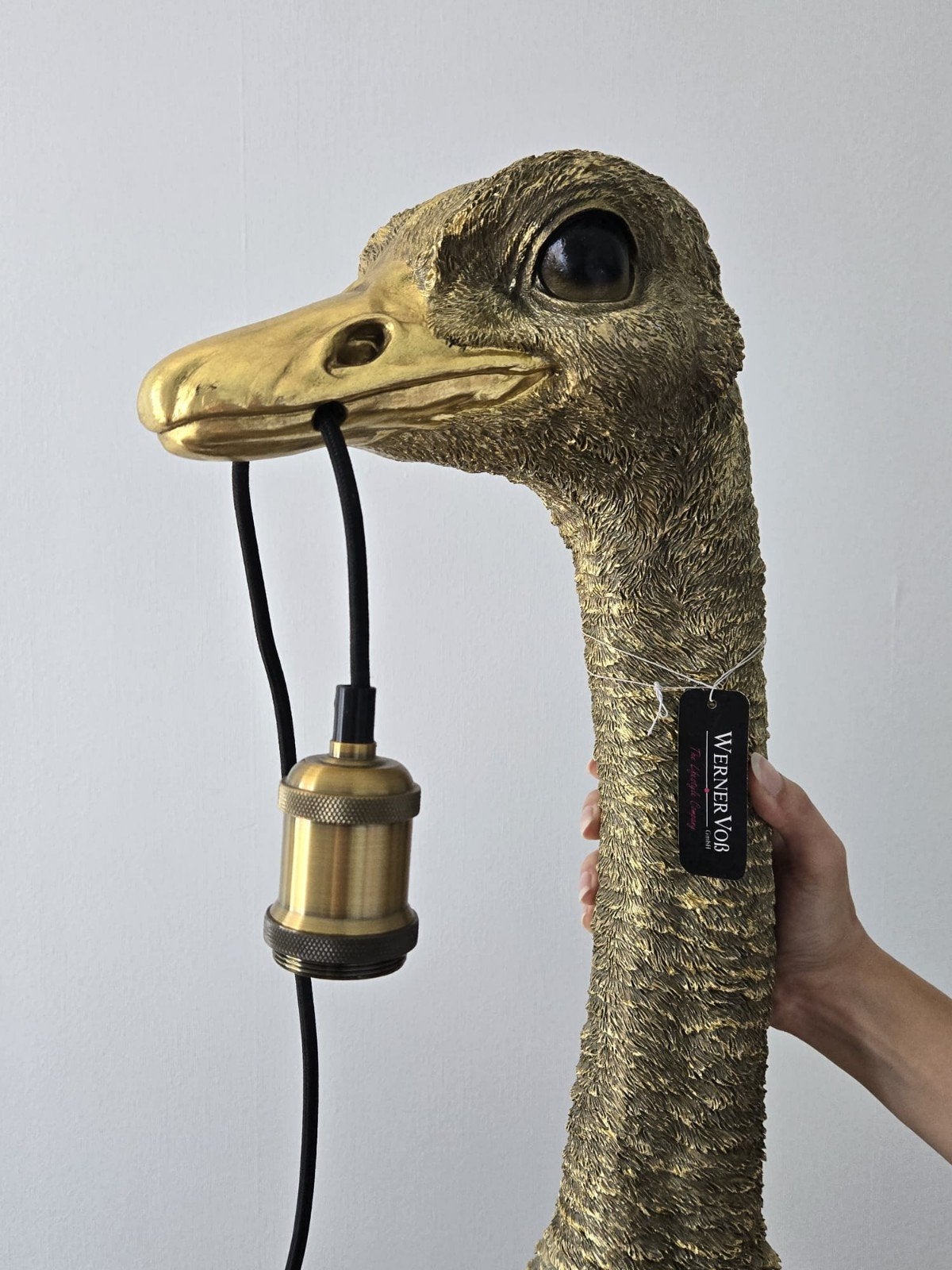 Struisvogel lamp - WERNS, Ophalen, Nieuw, Wandlamp, Goud