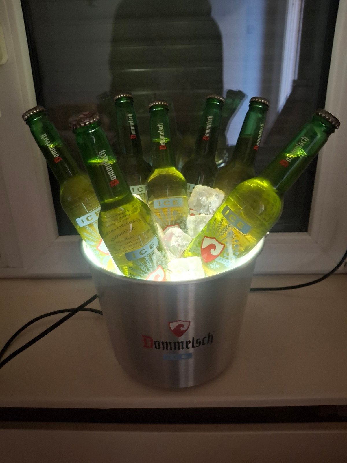 Originele Dommelsch Ice reclame display / verlichte ijsemmer, Ophalen of Verzenden, Gebruikt, Reclamebord, Plaat of Schild, Overige merken