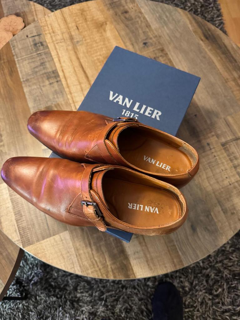 Mooie lederen gespschoenen (van lier), Bruin, Ophalen of Verzenden, Gespschoenen, Zo goed als nieuw