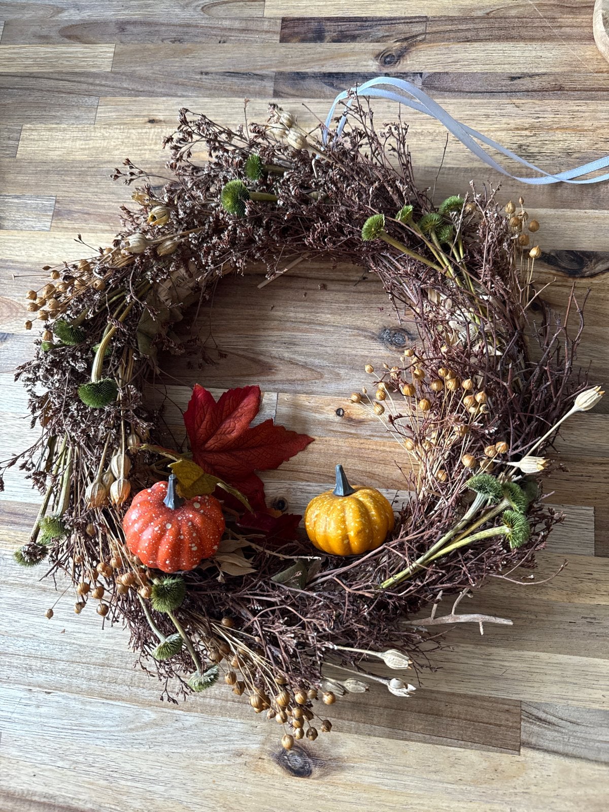 Herfstkrans met pompoenen - 33 cm, Ophalen, Gebruikt, Krans, Natuurlijk materiaal