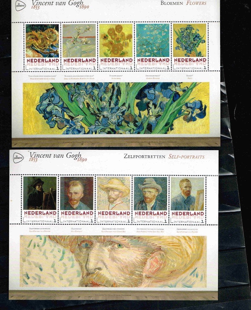 Vincent van Gogh 4 vel 5 persoonlijke zegels INT /12b9, Verzenden, Na 1940, Postfris