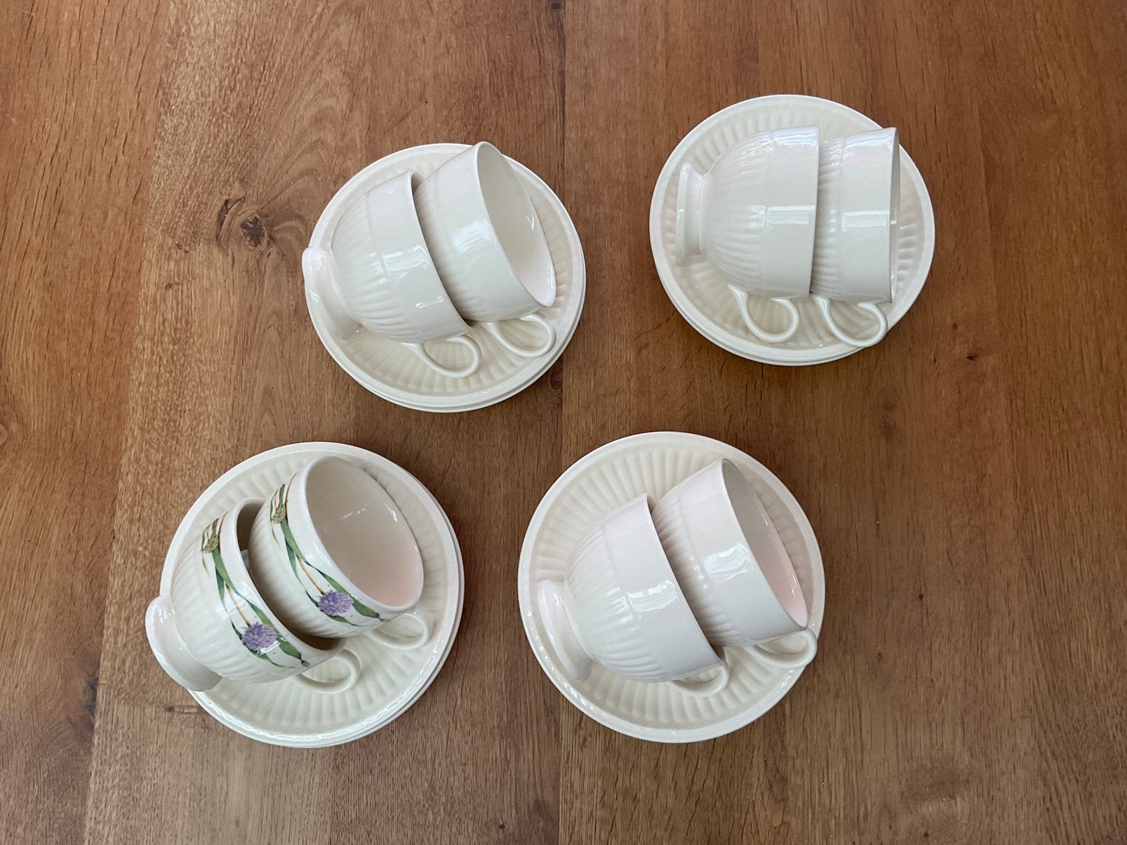 Wedgwood Edme Plain theekopje (6x) en 2x met klavermotief, Ophalen of Verzenden, Zo goed als nieuw, Aardewerk