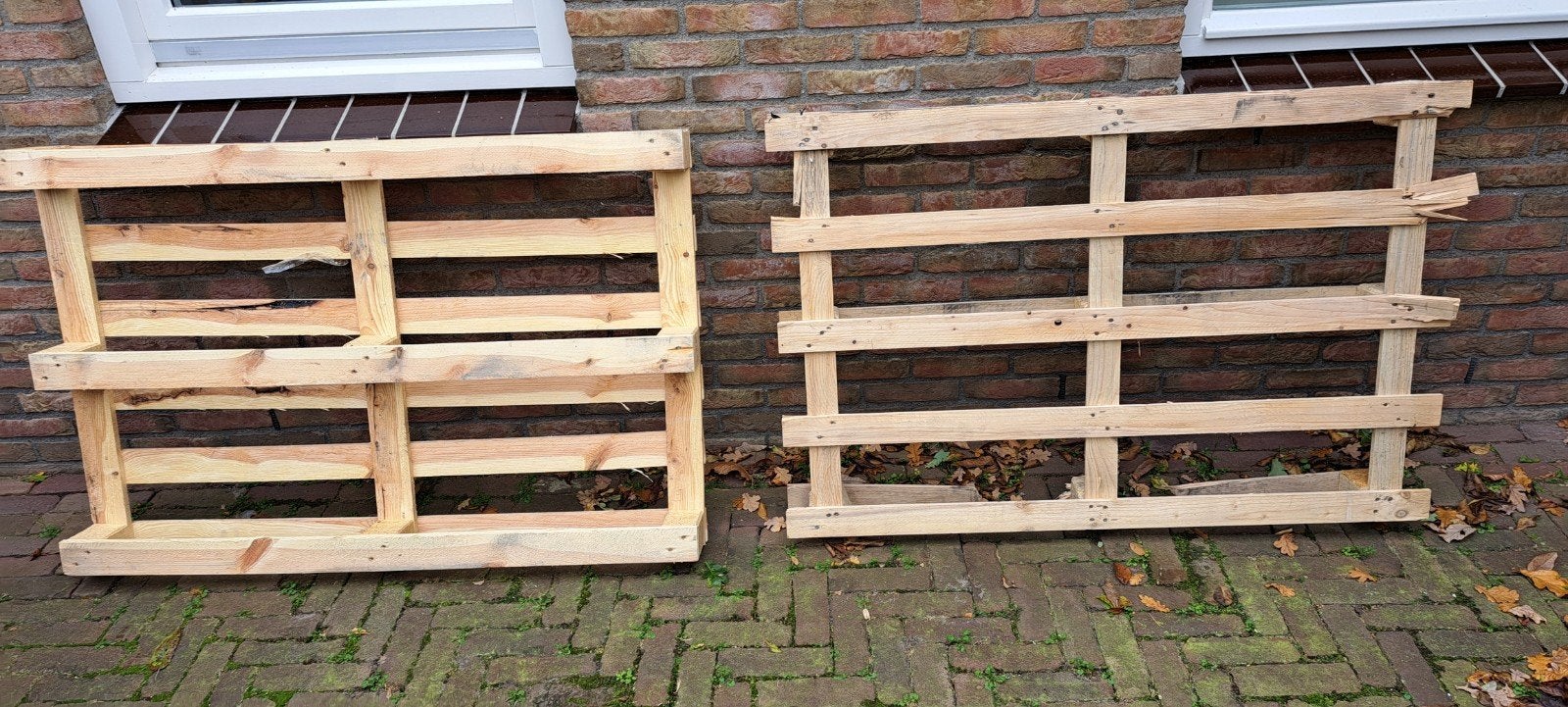 4 pallets en los hout, Ophalen of Verzenden, Gebruikt, Overige houtsoorten, Pallet