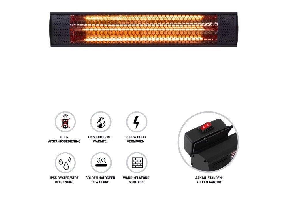 VONROC Terrasverwarmer, Draaibaar, Zo goed als nieuw, Wand, Ophalen