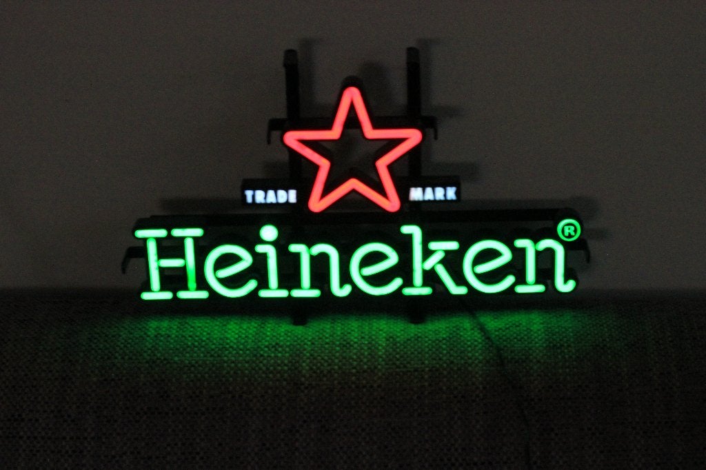 heineken bier led verlichting, Verzamelen, Ophalen of Verzenden, Zo goed als nieuw, Reclamebord, Plaat of Schild, Heineken