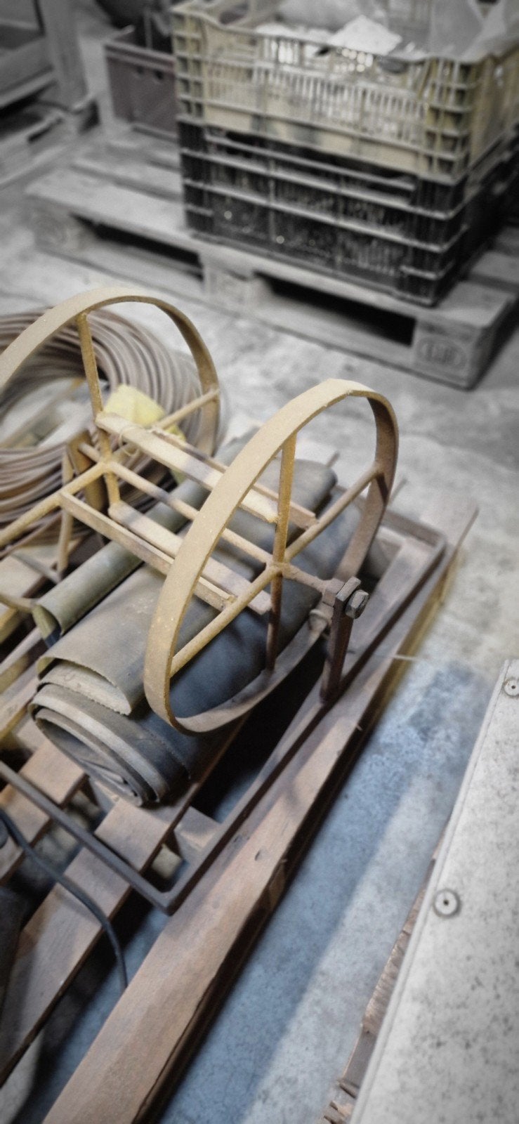 Robuuste haspel voor kabel of slang, Ophalen, Gebruikt
