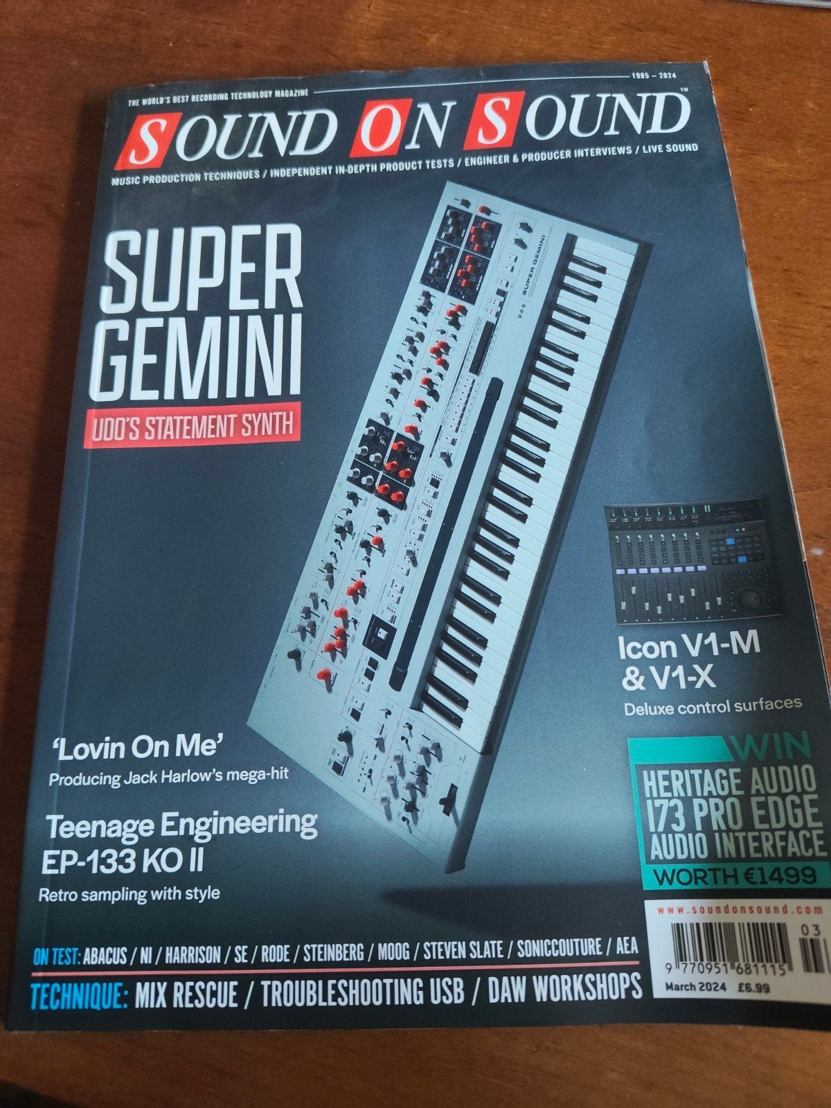 Sound On Sound Magazine Maart 2024 - Super Gemini, Muziek en Instrumenten, Ophalen, Overige aantallen, Overige merken