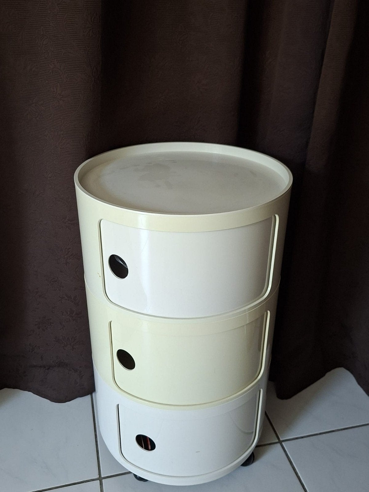 Kartell Componibili opbergkast, 3 delen, wieltjes, Ø42cm, Ophalen