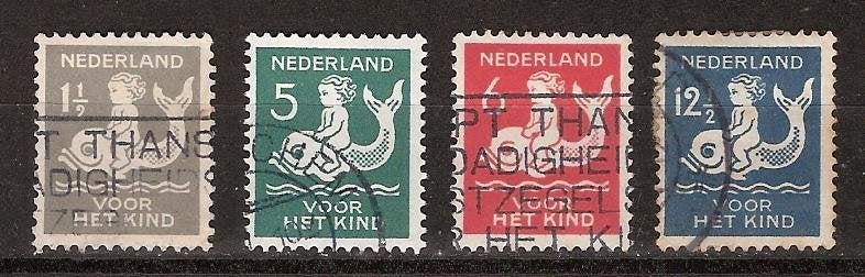 NVPH 225 - 227 geb Kinderzegels 1929 OUD NEDERLAND p/stuk, Ophalen of Verzenden, T/m 1940, Gestempeld