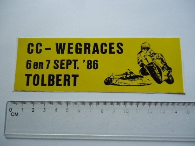 sticker oud TOLBERT WEGRACE motorrace motorsport 1986 cc, Verzenden, Zo goed als nieuw, Bedrijf of Vereniging