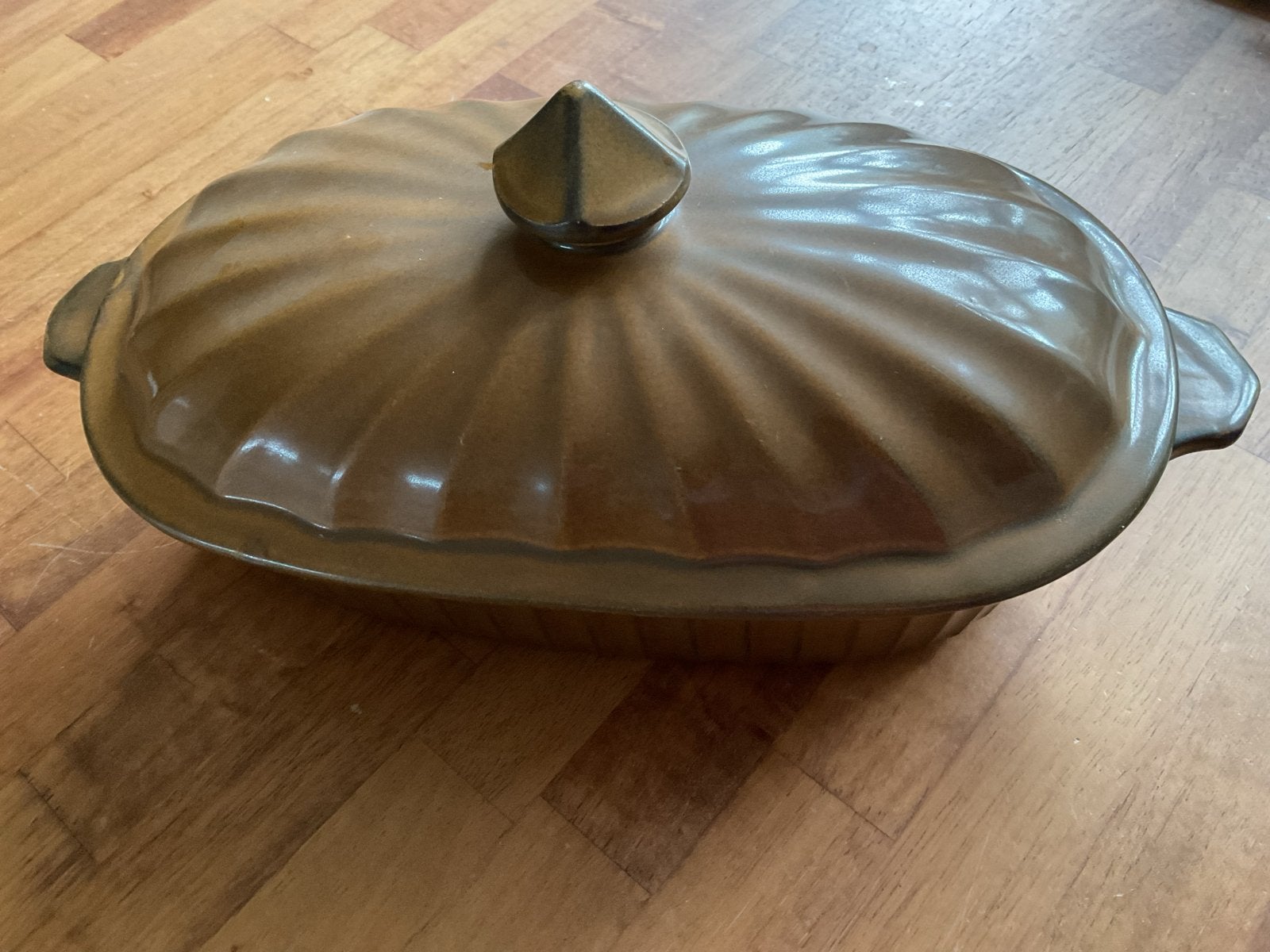 Vintage Gerzit Ovenschaal met Deksel - Bruin Keramiek, Ophalen of Verzenden