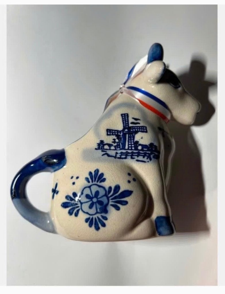 Vintage Delfts blauwe melkkan in de vorm van een koe, Antiek en Kunst, Ophalen of Verzenden