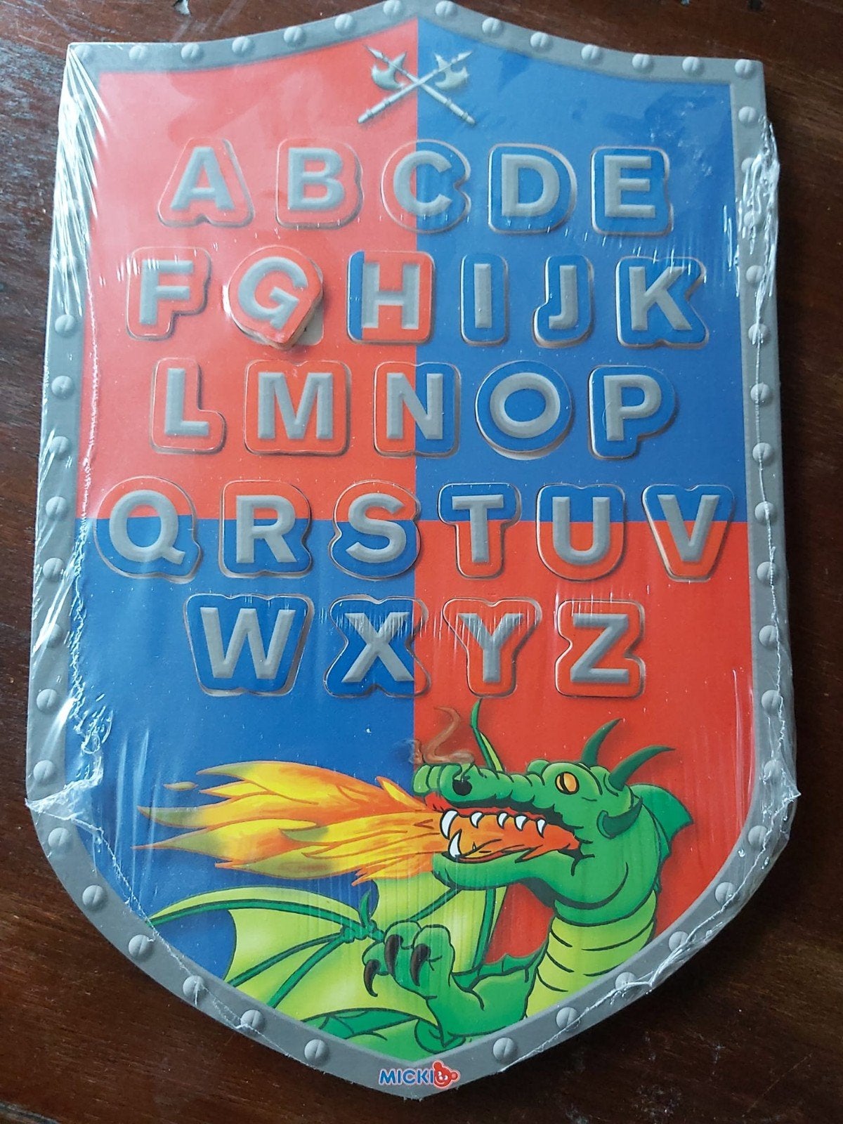 Micki Houten Alfabet Puzzel Schild Draak Nieuw, Ophalen of Verzenden, Nieuw, Taal en Lezen