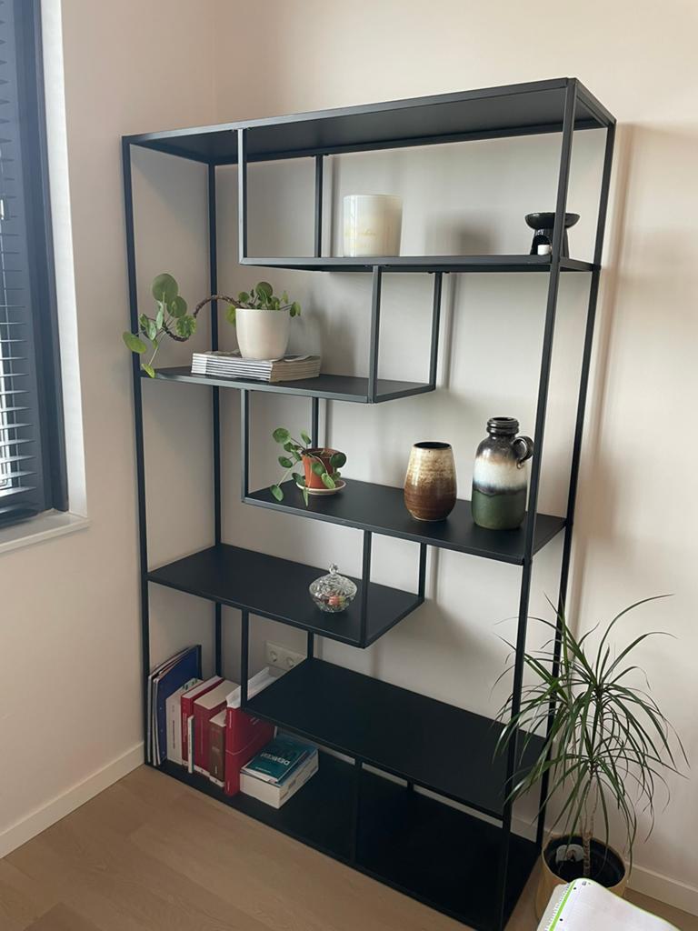 Vakkenkast Noor metaal zwart 190x120x35 cm, Ophalen, 100 tot 150 cm, Zo goed als nieuw, Zwart metaal