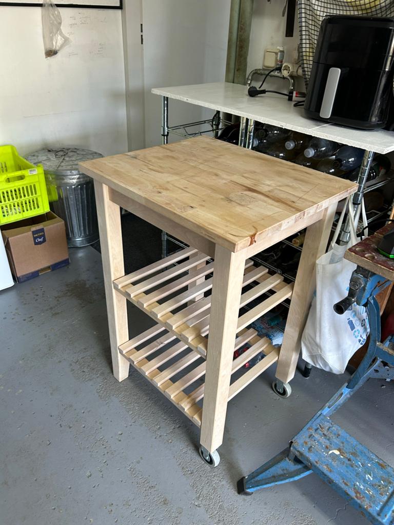 Hakblok hout - Keukentrolley met opbergruimte, Huis en Inrichting, Keuken | Keukenbenodigdheden, Gebruikt, Hout, Keukentrolley