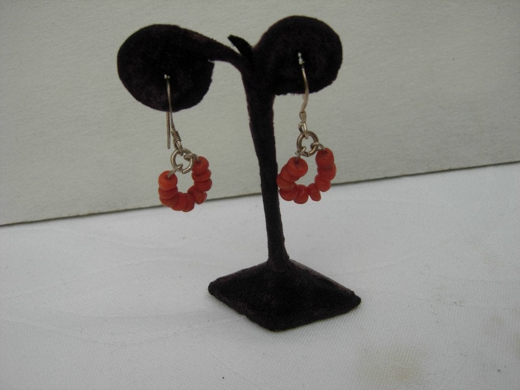 BLOEDKORALEN HANG OORBELLEN/ ZILVER., Sieraden, Tassen en Uiterlijk, Verzenden, Zilver, Oorbellen