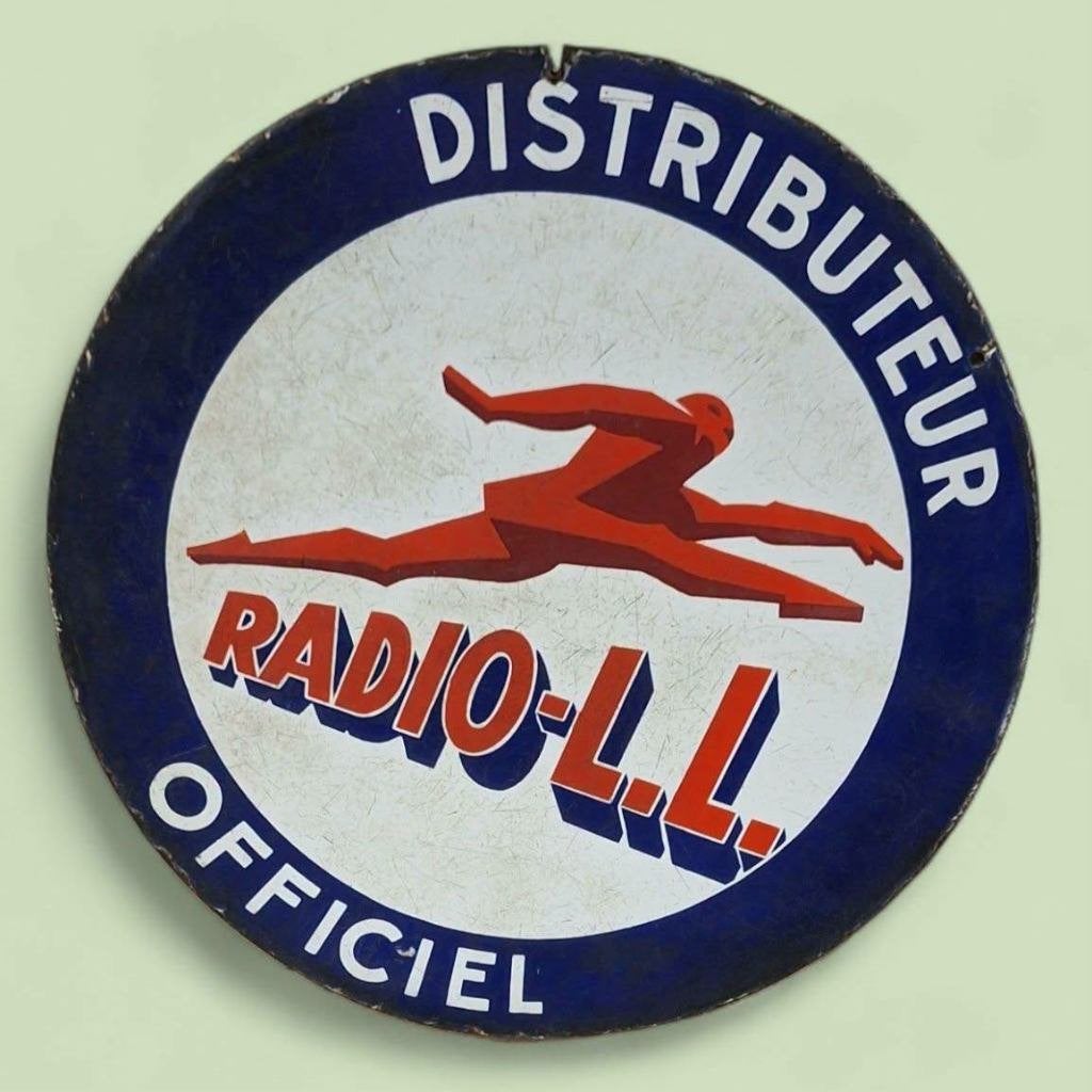 Antiek emaille bord Radio-L.L. ,ook bekend als Radiola., Reclamebord, Gebruikt, ., Ophalen of Verzenden