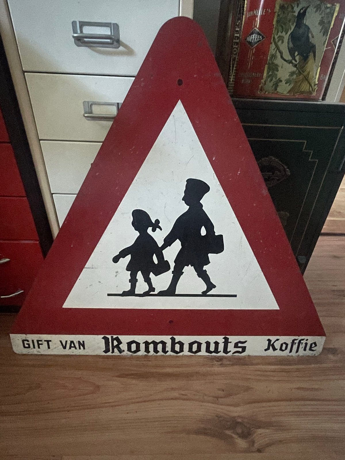 Vintage Rombouts Koffie Verkeersbord - Kinderen, Ophalen of Verzenden