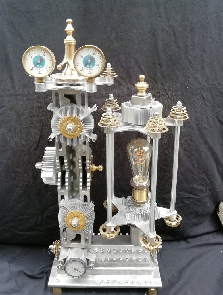 Te koop unieke steampunk lampen, Nieuw, Verlichting Eettafel, Industrieel, Zilver