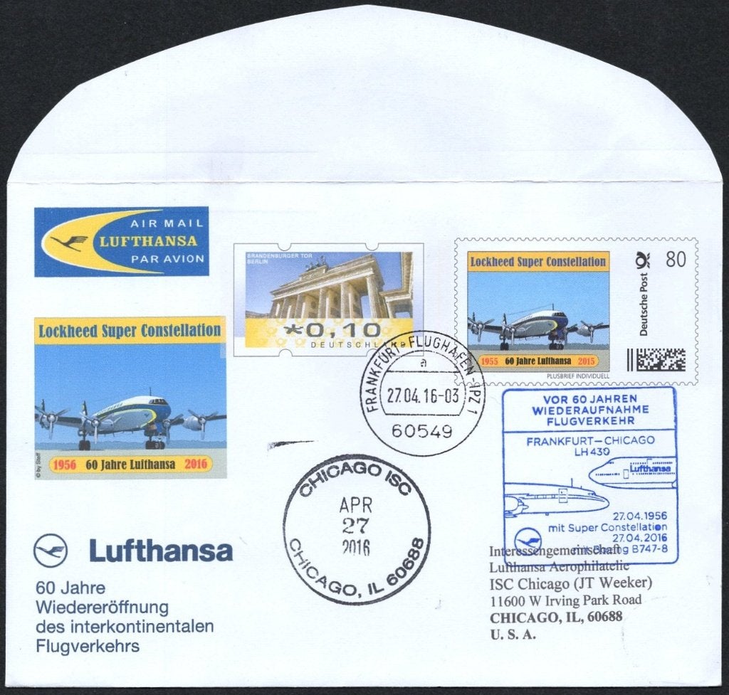 Lufthansa 60 jaar heropening intercontinentaal luchtverkeer, Verzenden, Envelop