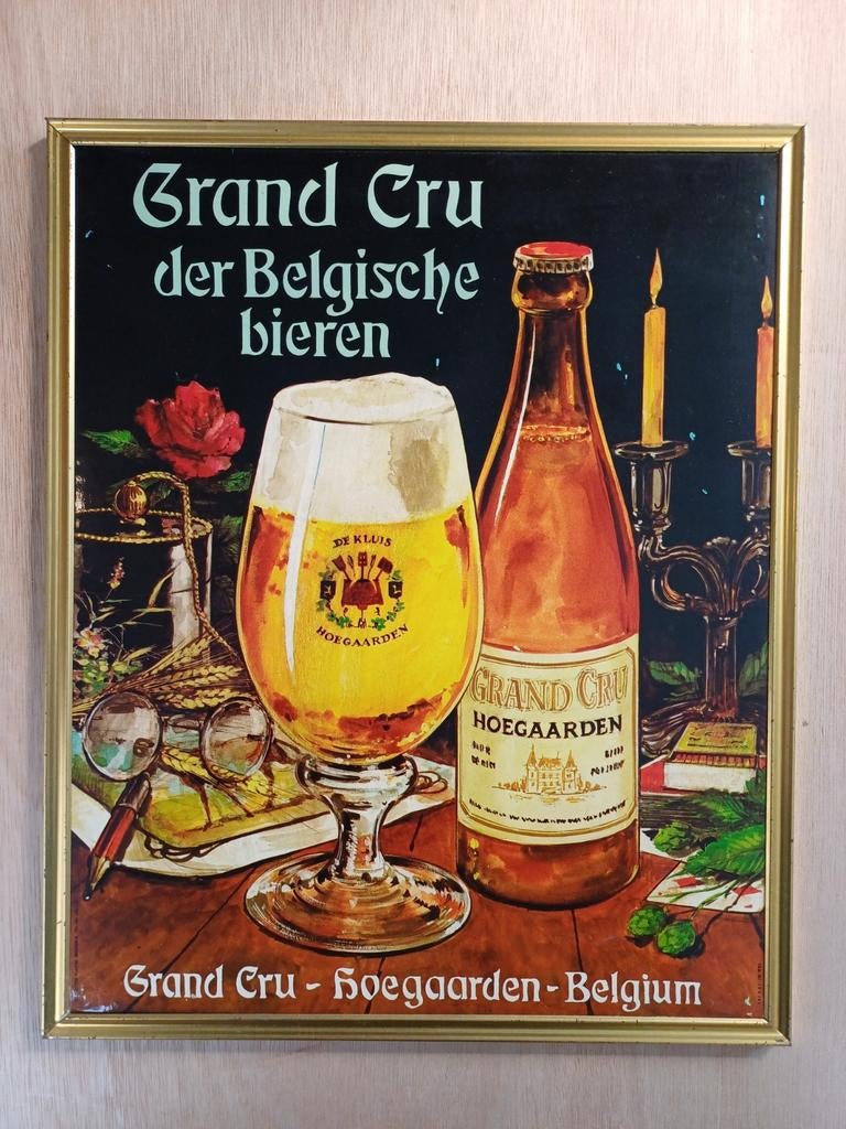 Hoegaarden Grand Cru Vintage Reclamebord 1985, Ophalen, Gebruikt, Reclamebord, Plaat of Schild, Stella Artois