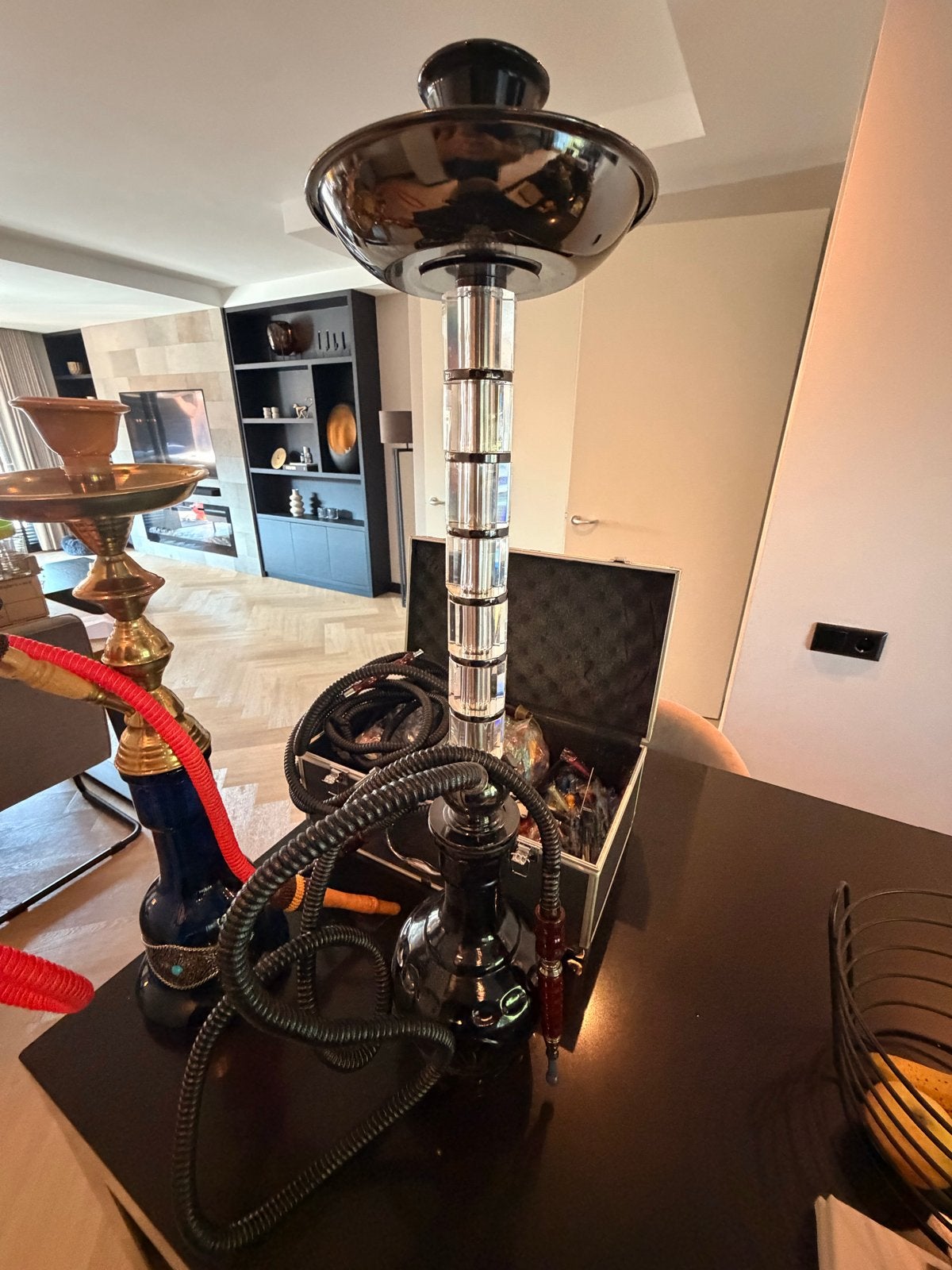 Luxe shisha met koffer en accessoires, Huis en Inrichting, Ophalen, Gebruikt