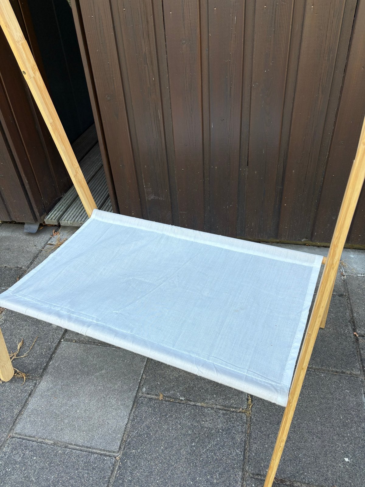 Houten kledingrek met stoffen plank, Ophalen, Gebruikt