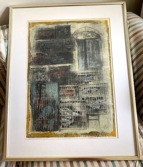 Litho : Griekse variaties VI 1966 - Ru van Rossem 1924-2007, Antiek en Kunst, Kunst | Litho's en Zeefdrukken, Ophalen, Met glas