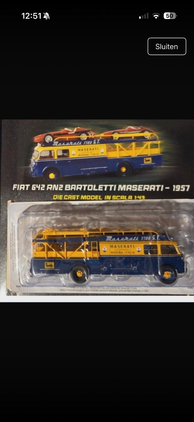 Centauria 1/43 Fiat Bartoletti Maserati Transporter, Hobby en Vrije tijd, Modelauto's | 1:43, Overige merken, Centauria, Nieuw