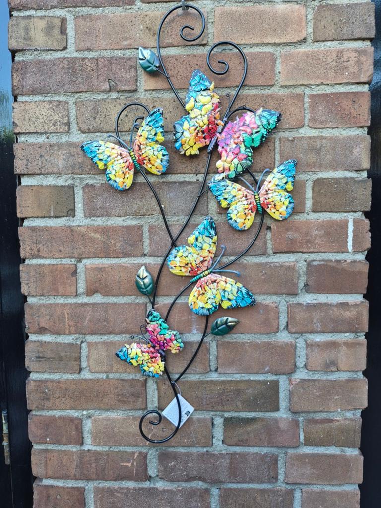 Metalen Vlinder Wandhanger - Kleurrijk en Decoratief, Metaal, Wandhanger, Meerkleurig, Nieuw