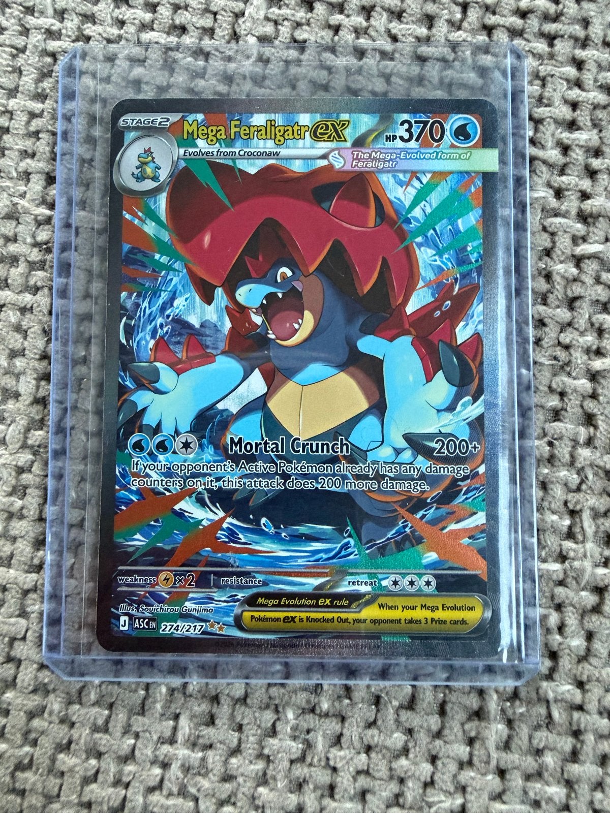 Mega Feraligatr EX  - Zeldzaam!, Hobby en Vrije tijd, Verzamelkaartspellen | Pokémon, Verzenden, Zo goed als nieuw, Losse kaart