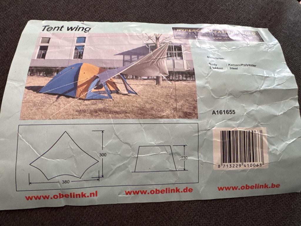 Obelink Tent Wing - Luifel voor Tent, Ophalen of Verzenden, Gebruikt