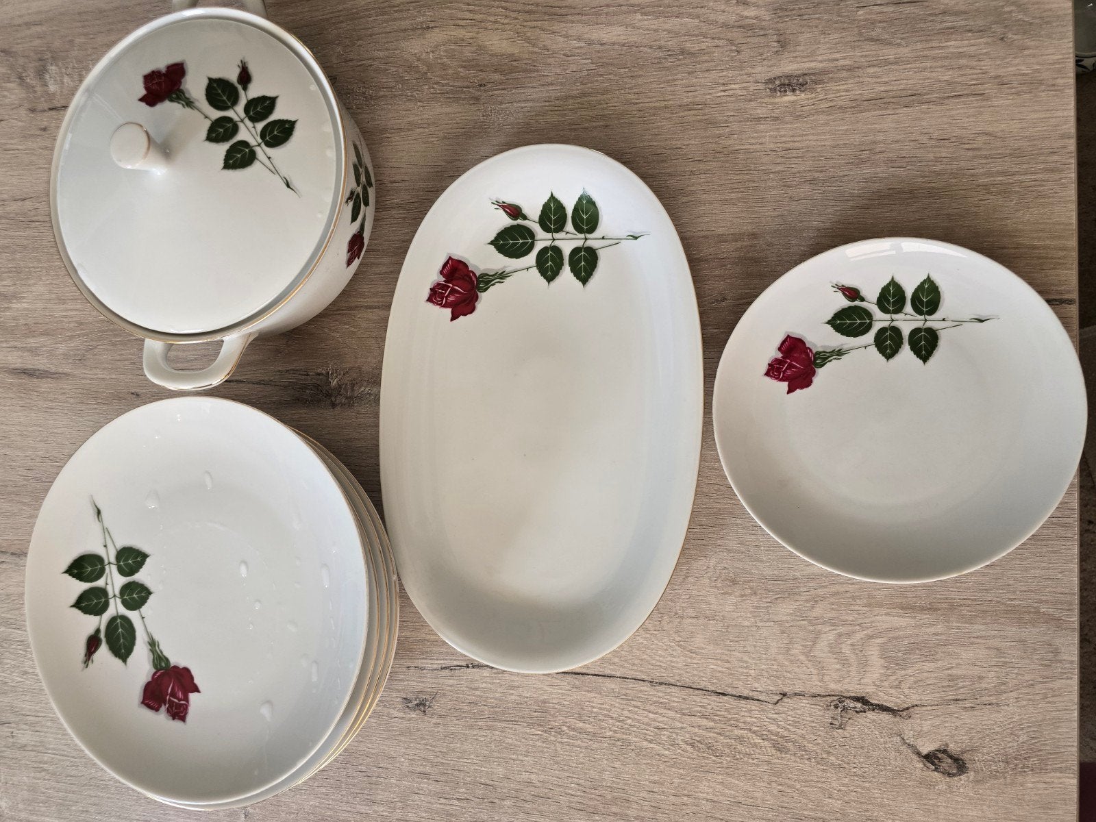 Vintage Winterling Kirchenlamitz Bavaria servies - Rode Roos, Ophalen of Verzenden