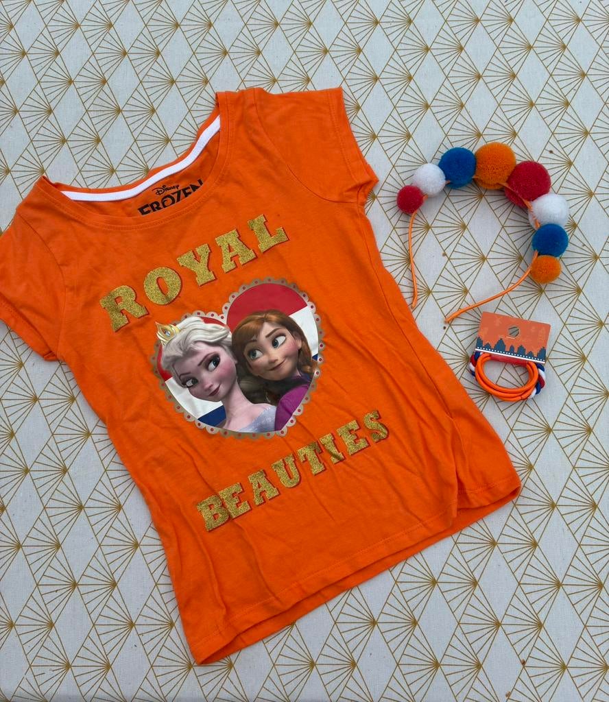 Frozen Koningsdag maat 116/122, Ophalen of Verzenden, Gebruikt, Meisje, Shirt of Longsleeve