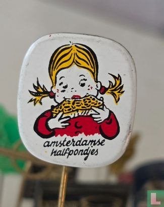 Speldje - Amsterdamse halfpondjes (meisje), Verzamelen, Speldjes, Pins en Buttons, Ophalen of Verzenden, Zo goed als nieuw, Merk