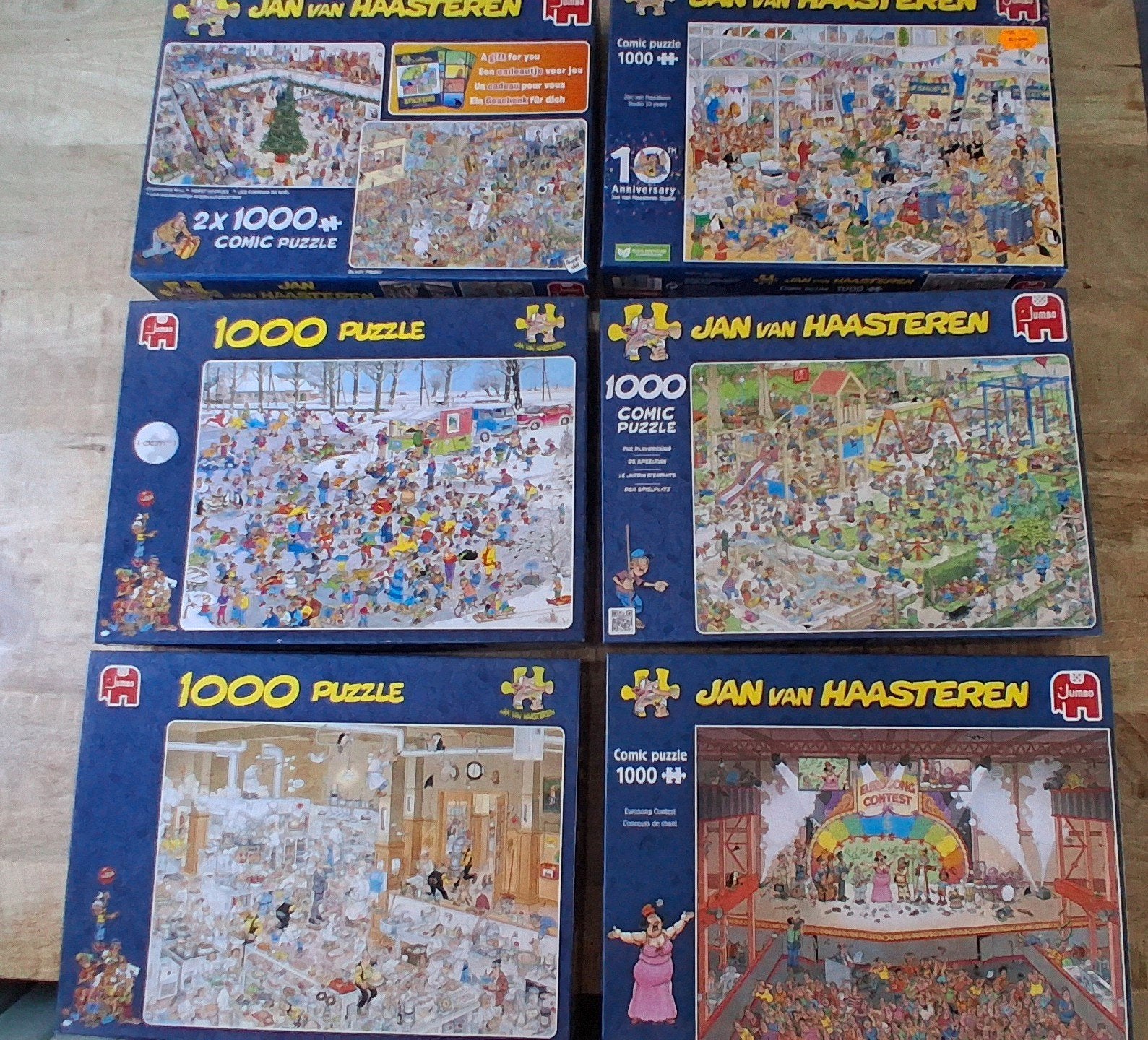 6 Jan van Haasteren Puzzels 1000 Stukjes €7,50 per stuk, Ophalen of Verzenden, 500 t/m 1500 stukjes, Gebruikt
