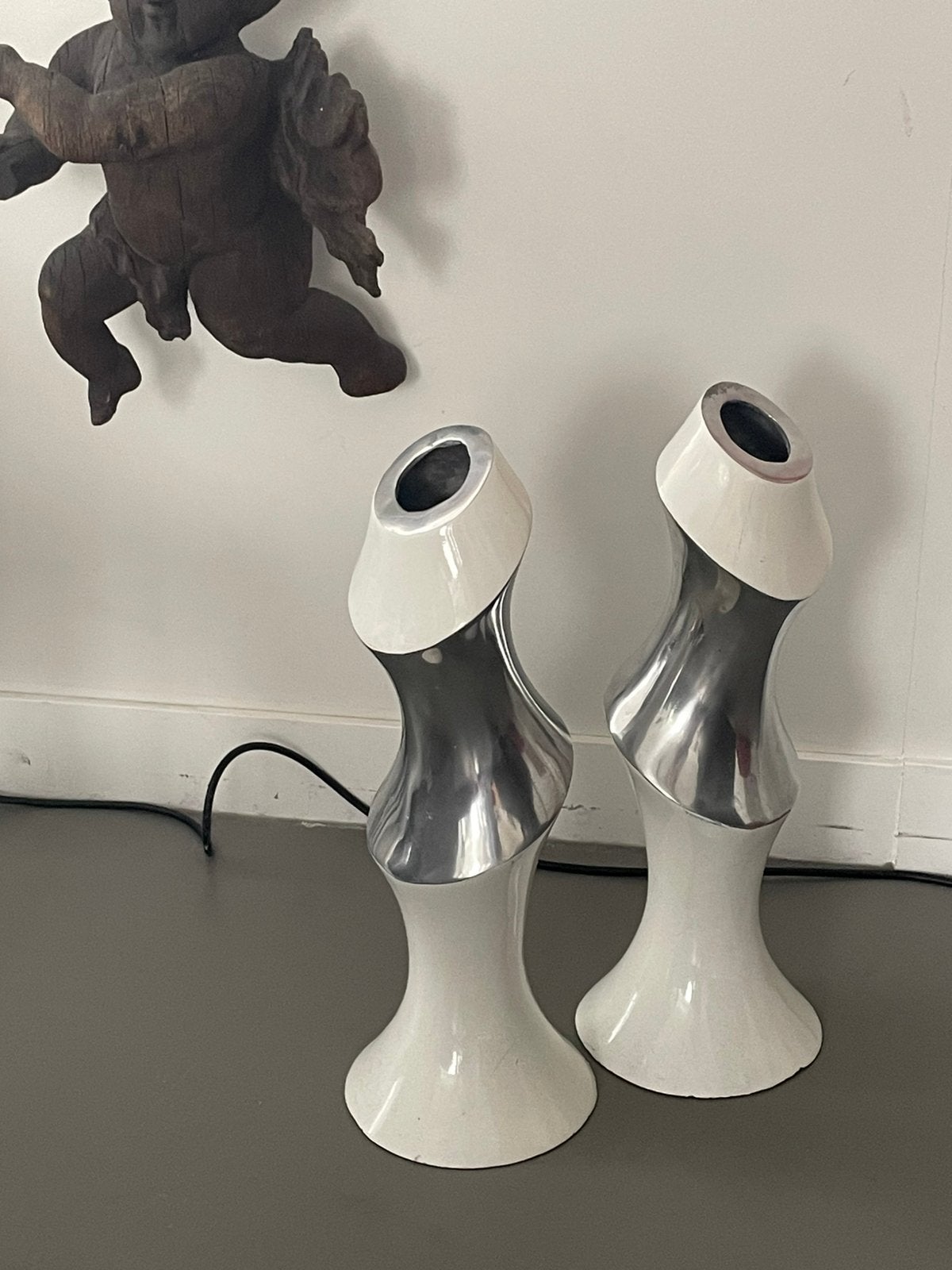 Xl space age vazen vintage aluminium 60 cm hoog, Ophalen, Zo goed als nieuw
